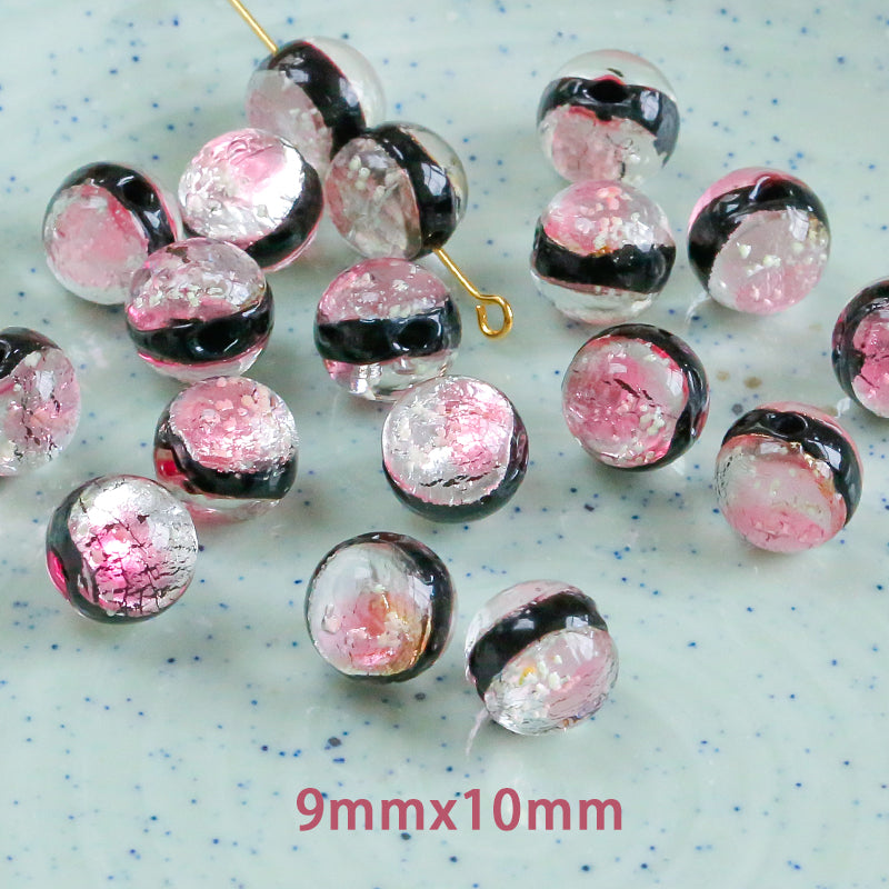 Al por mayor 30pcs de 10 mm de verano, flor de cerezo en polvo de tinta plateado de vidrio de vidrio de vidrio redondo